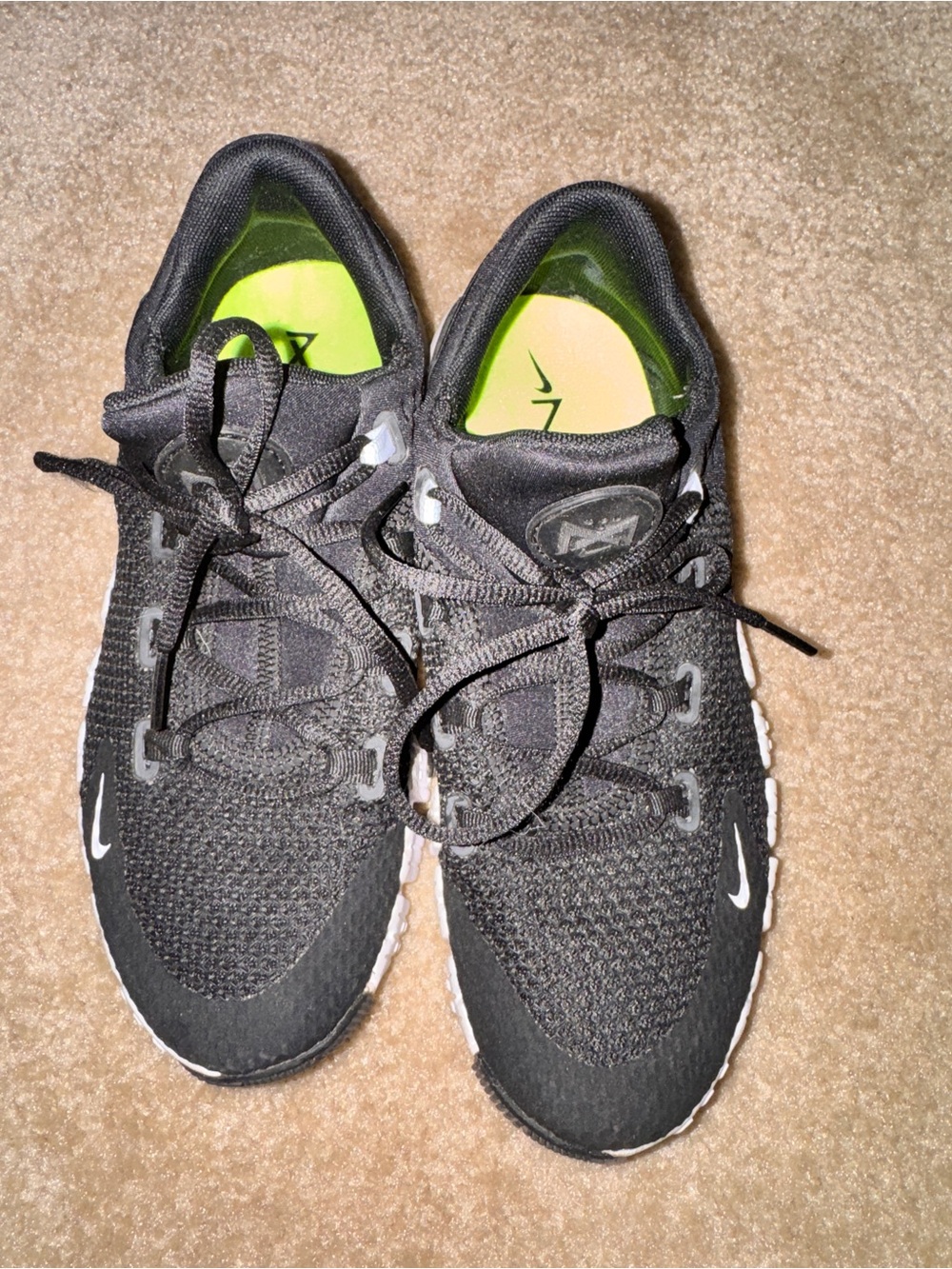 Nike Women’s Black Athletic Shoes with Lime Green Insoles